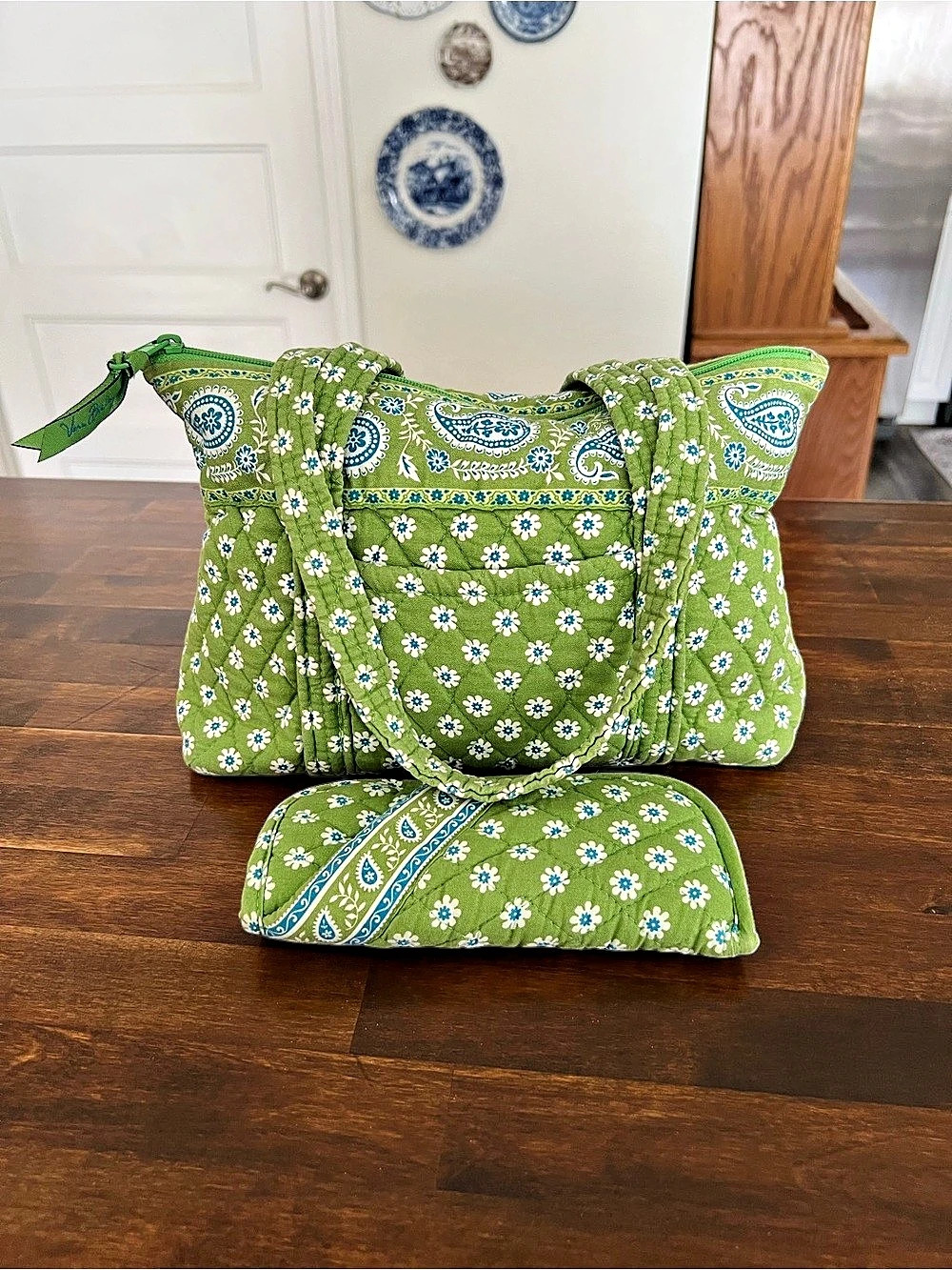 Vera Bradley Apple Green Little Betsy Shoulder Bag & Glasses Case